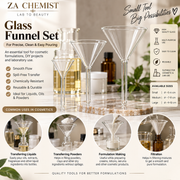 Clear Glass Laboratory & Cosmetic Funnels – 50mm / 75mm / 90mm
