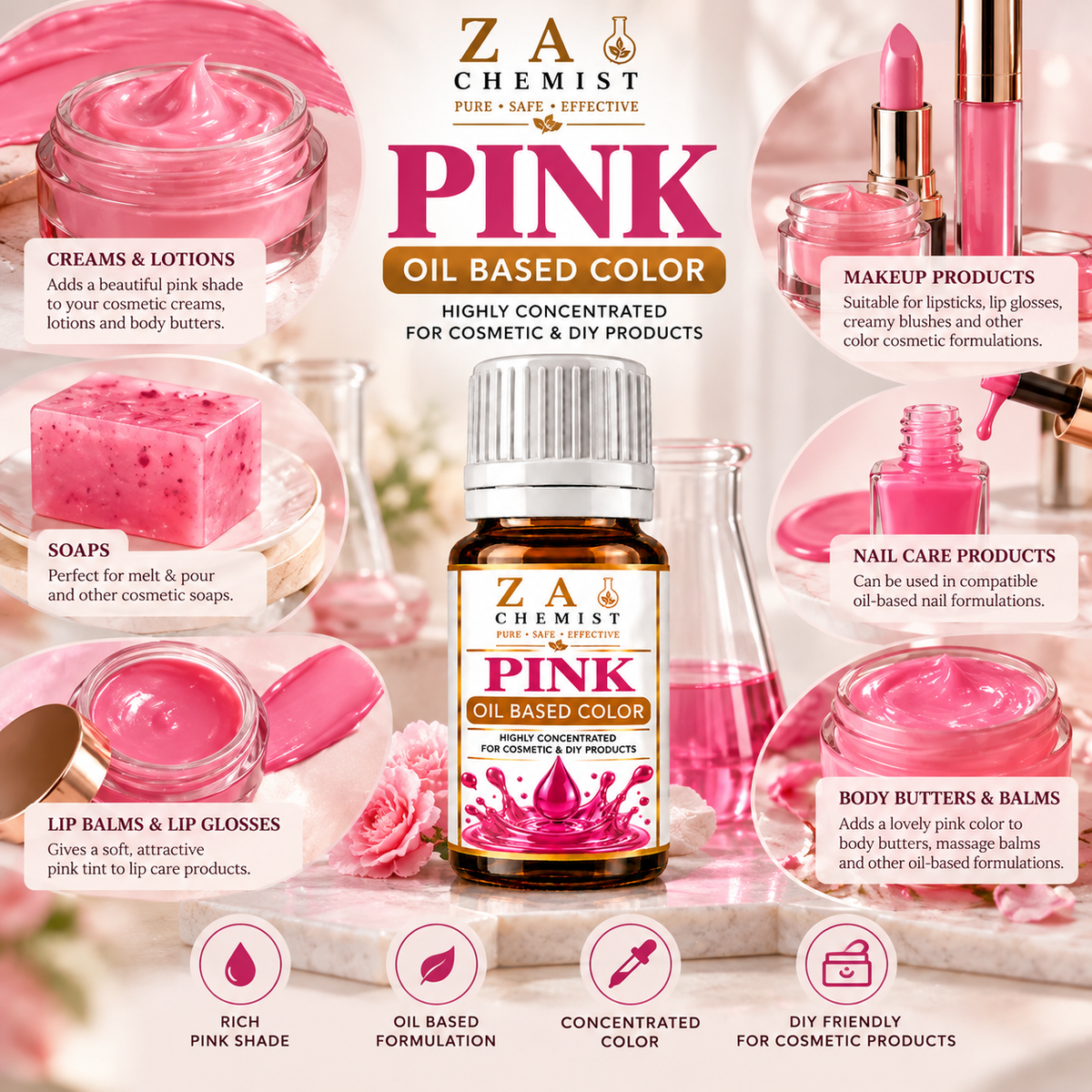 ZA CHEMIST – Pink Oil Based Color  Cosmetic Grade
