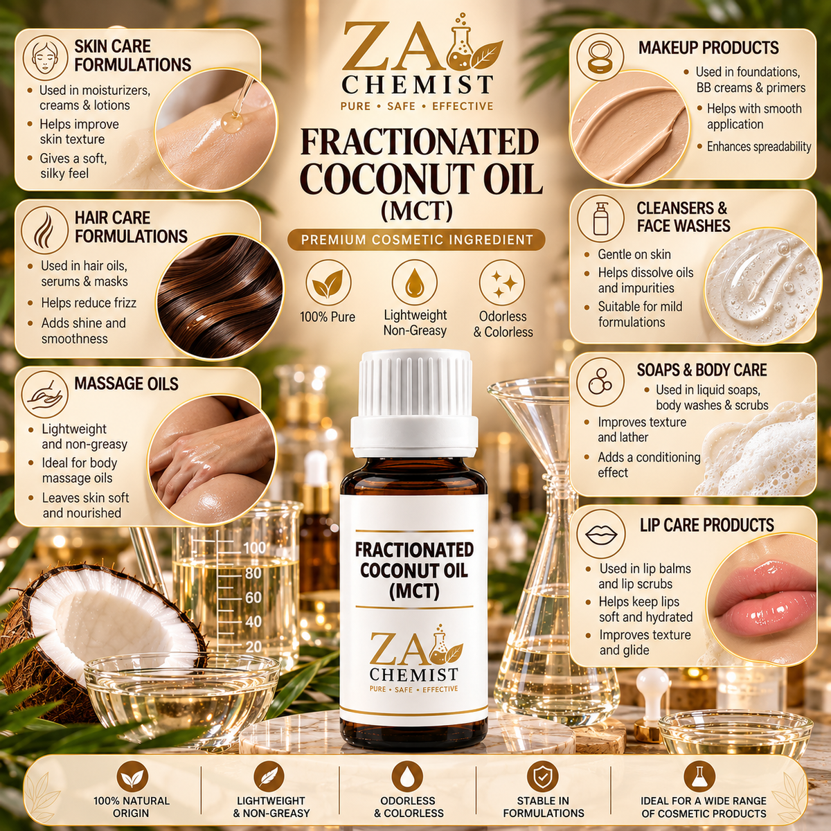 Fractionated Coconut Oil (MCT) – Cosmetic Grade | ZA Chemist