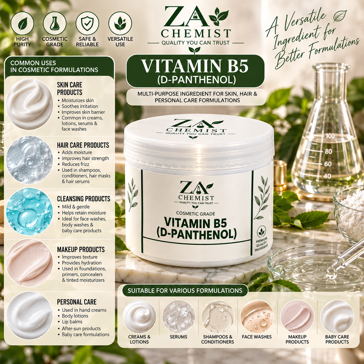 ZA Chemist Vitamin B5 (D-Panthenol) – Cosmetic Grade