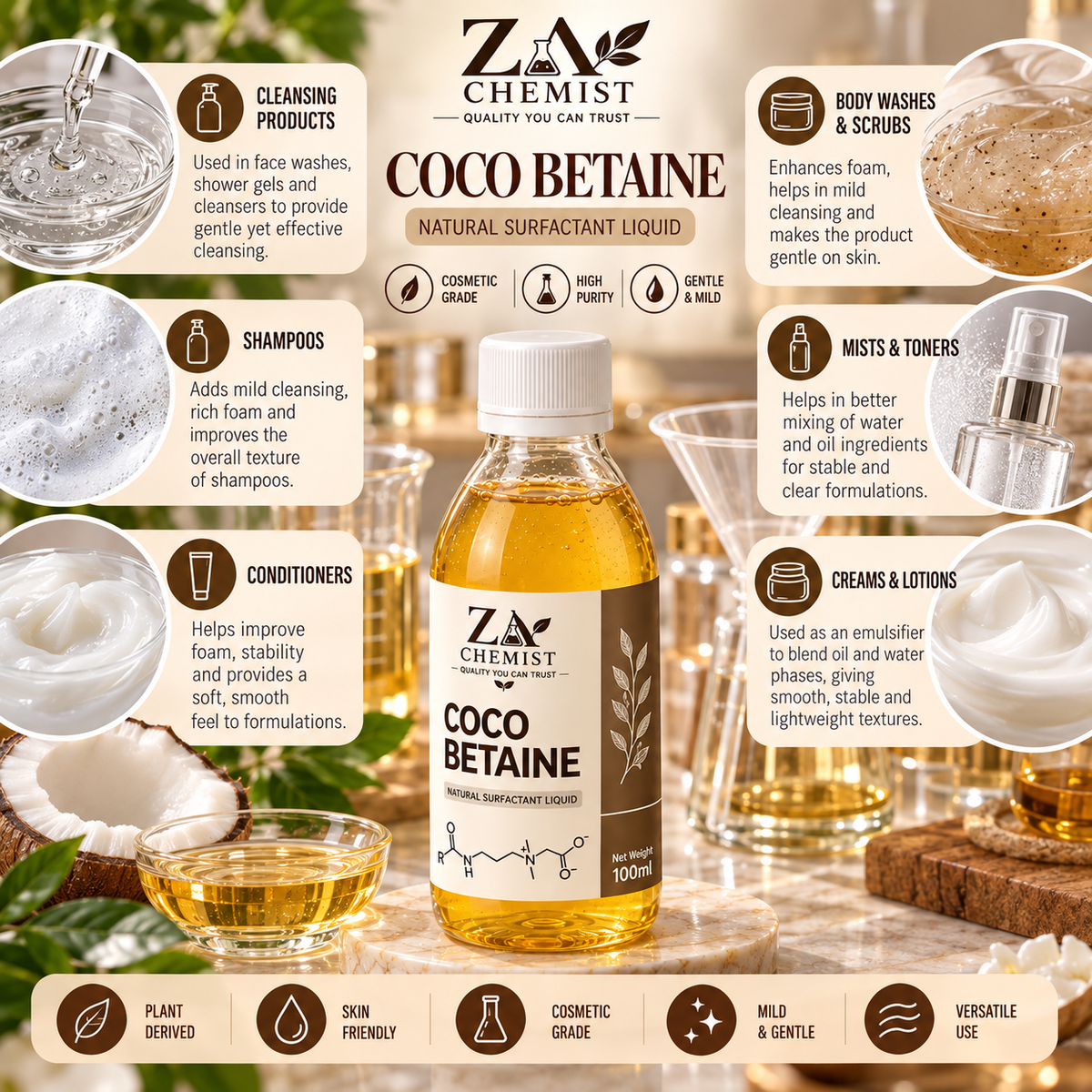 Coco Betaine Liquid – Natural Surfactant | ZA Chemist