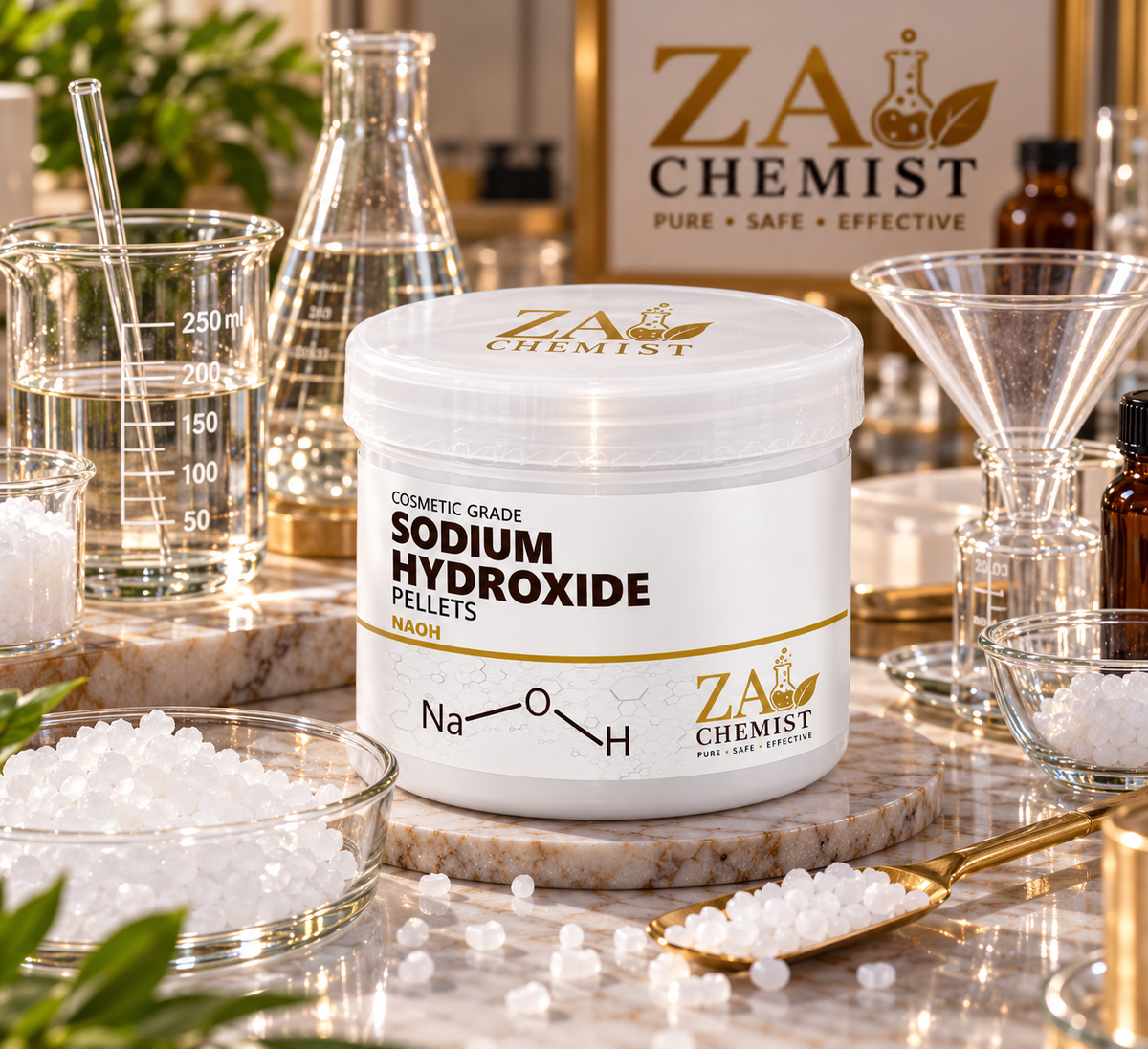 Sodium Hydroxide (NaOH) Pellets – Cosmetic Grade | ZA Chemist