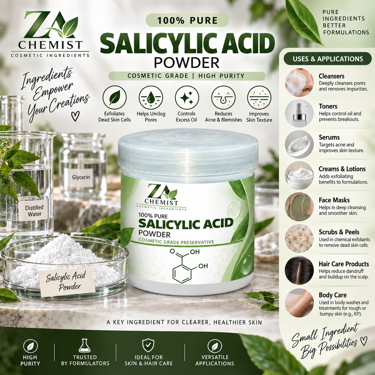 Salicylic Acid Powder – Cosmetic Grade | ZA Chemist