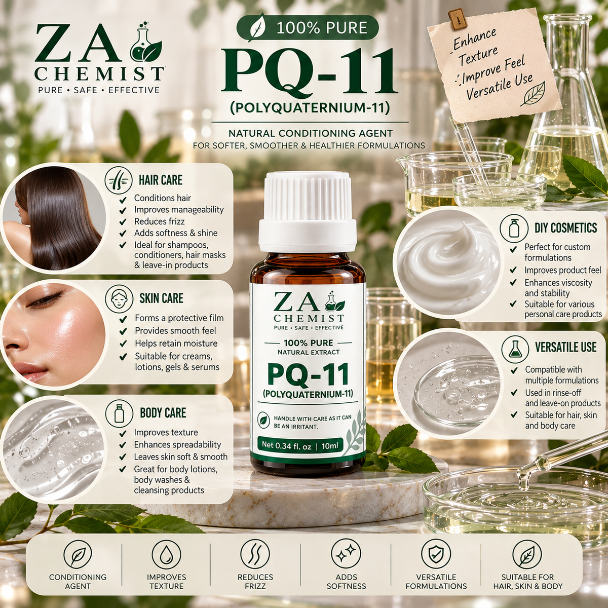 ZA Chemist PQ-11 (Polyquaternium-11) – Cosmetic Grade