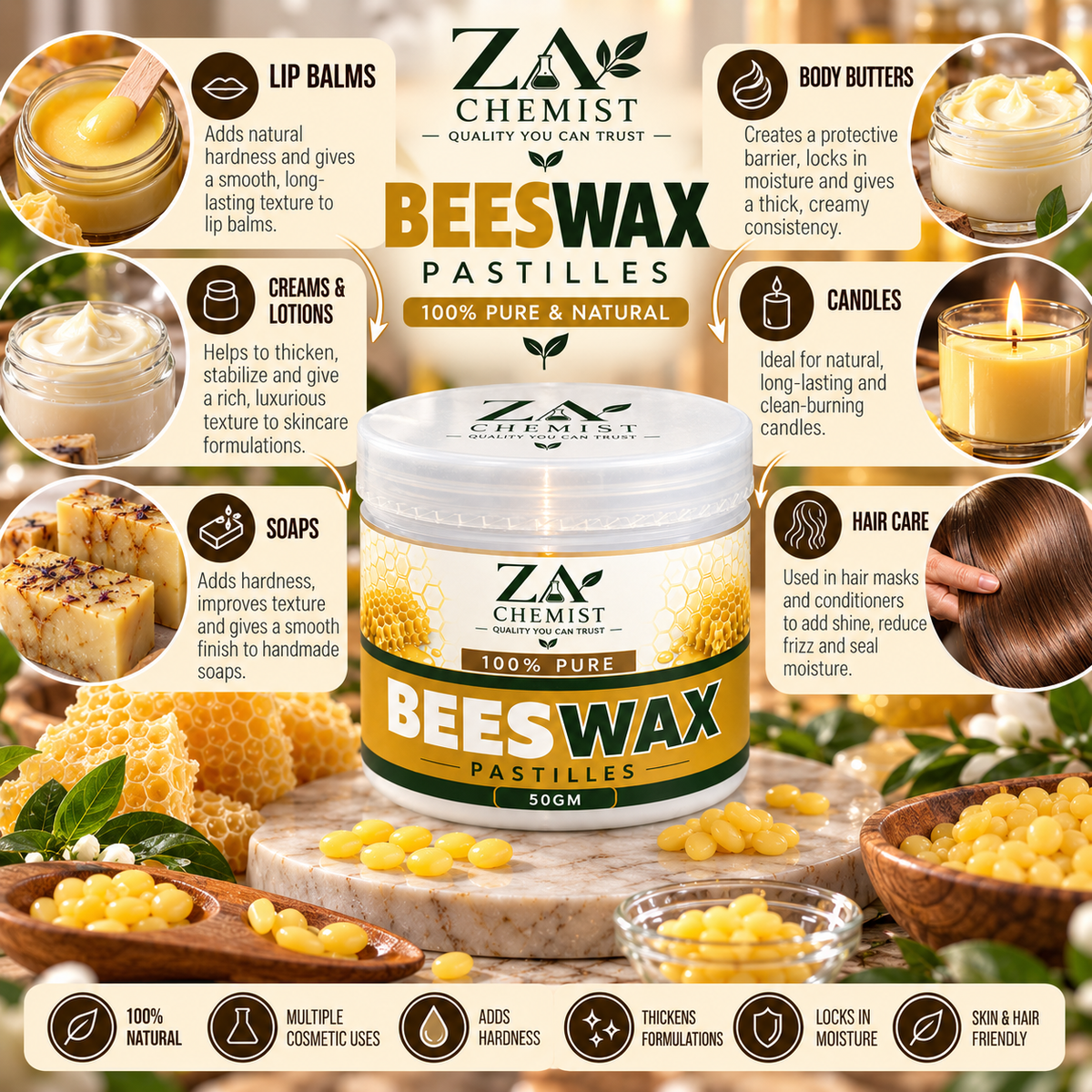 Beeswax Pastilles – 100% Pure | ZA Chemist