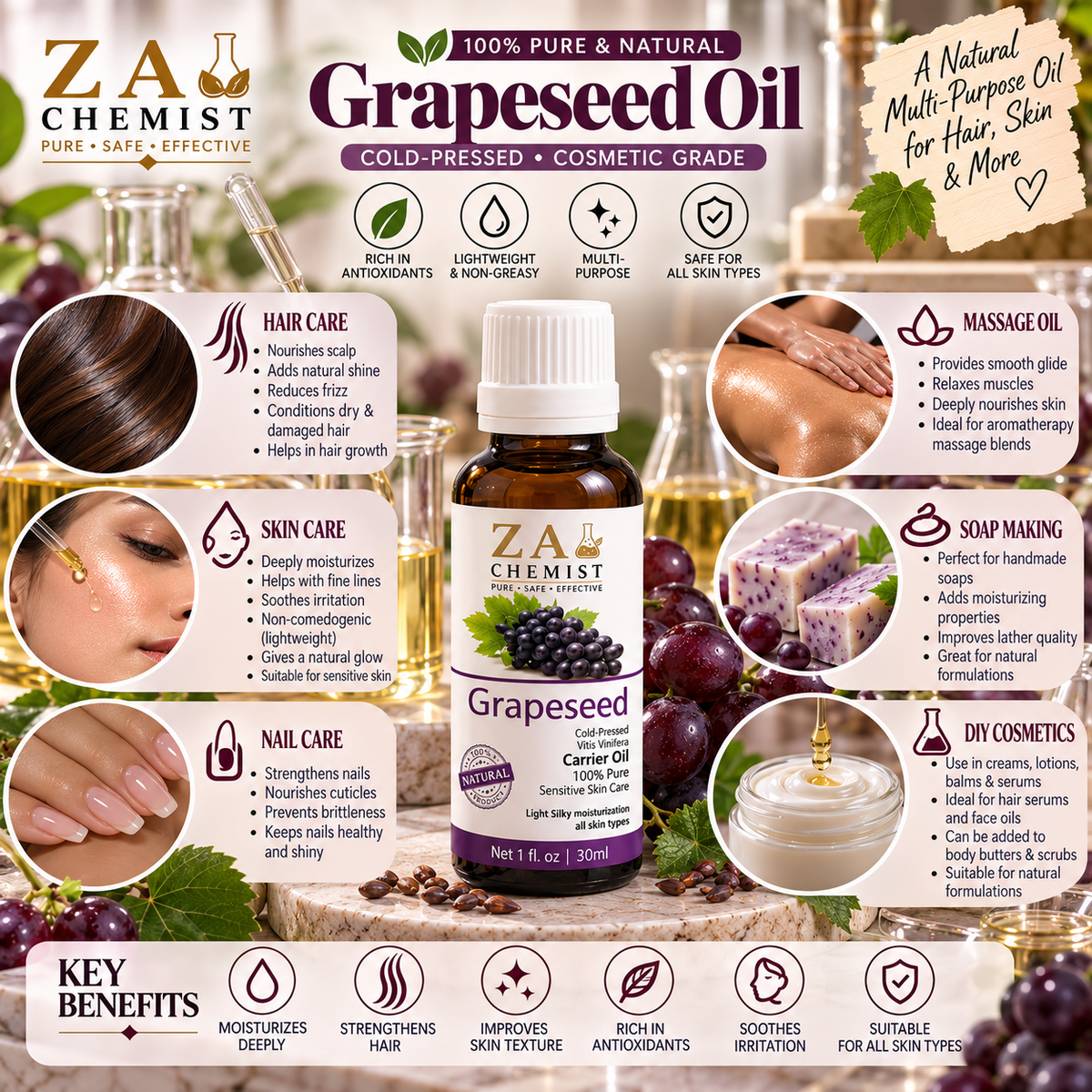 ZA CHEMIST Grapeseed Carrier Oil