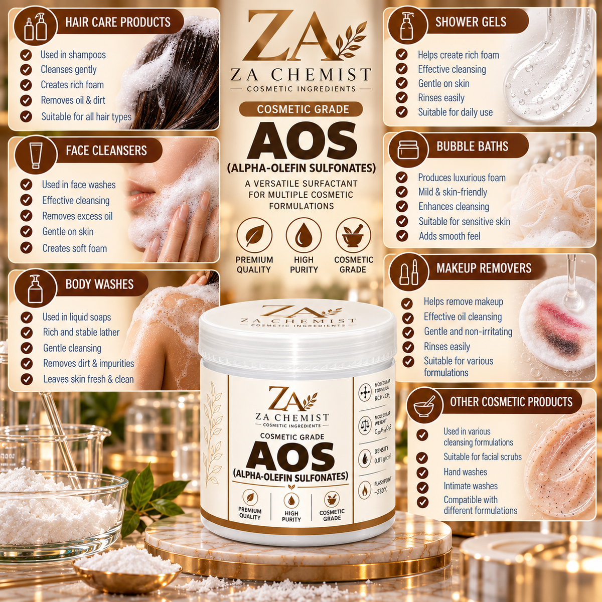 ZA Chemist AOS – Alpha-Olefin Sulfonates | Cosmetic Grade