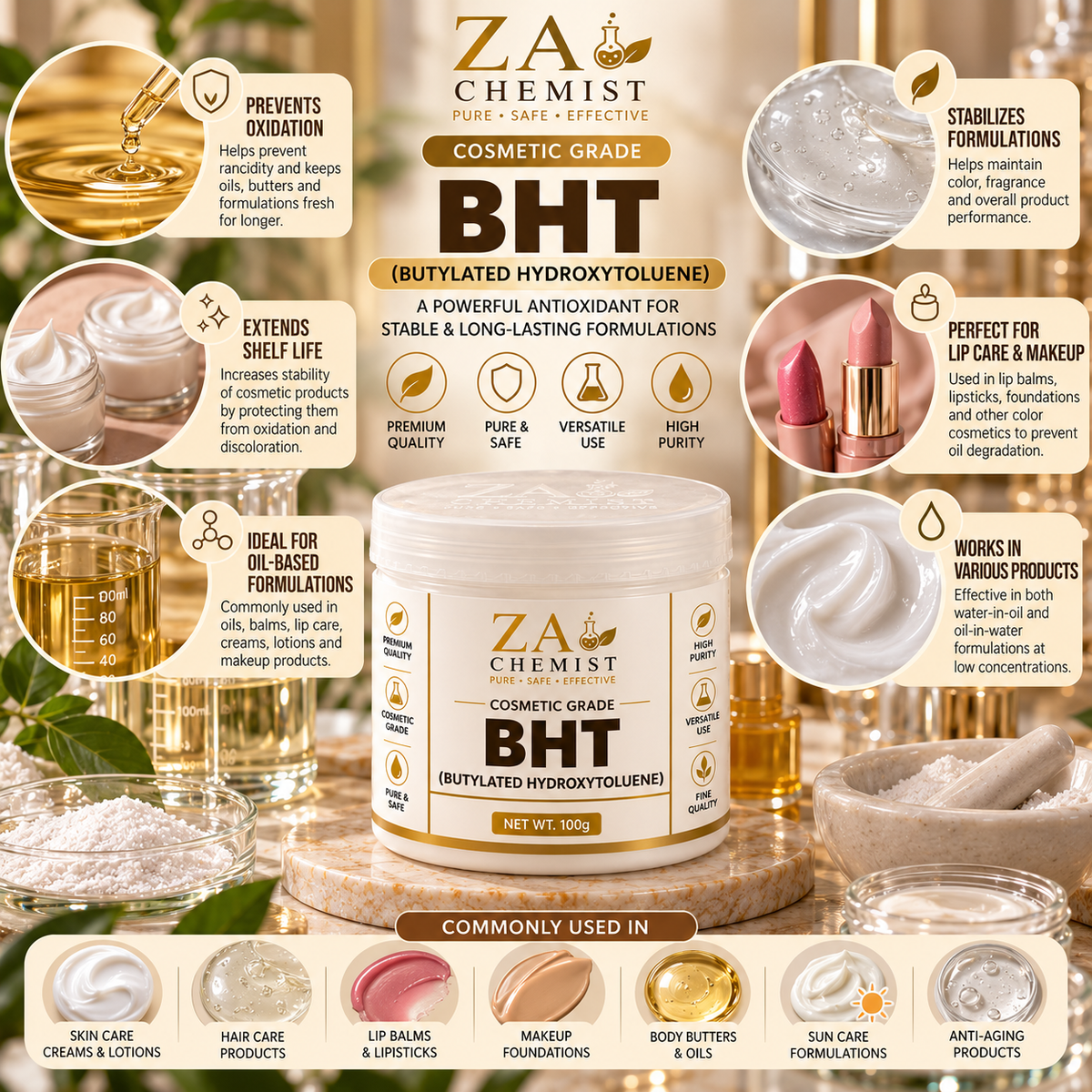 ZA Chemist BHT (Butylated Hydroxytoluene) – Cosmetic Grade