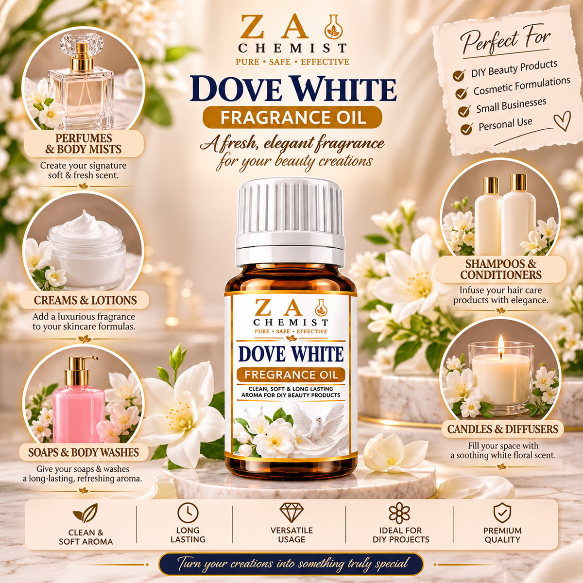 ZA Chemist - Dove White Fragrance Oil Cosmetic Grade
