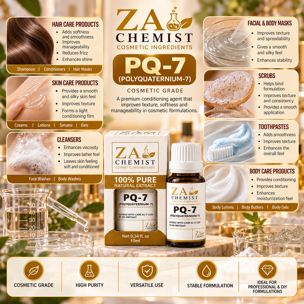 ZA Chemist PQ-7 (Polyquaternium-7) – Cosmetic Grade