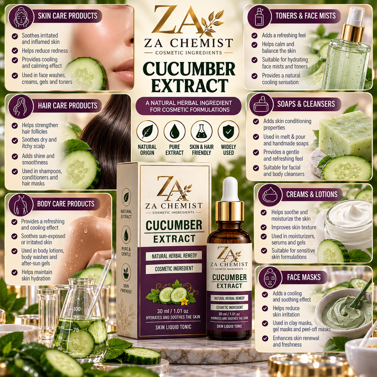 ZA Chemist Cucumber Extract – Cosmetic Grade