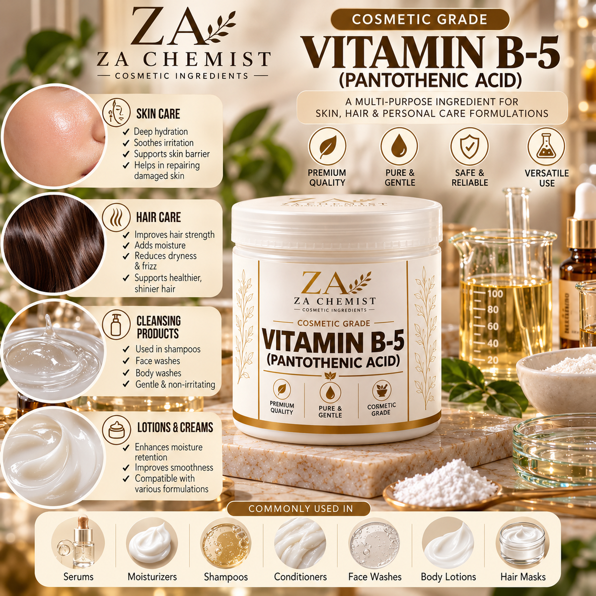 ZA Chemist Vitamin B5 (Pantothenic Acid) – Cosmetic Grade