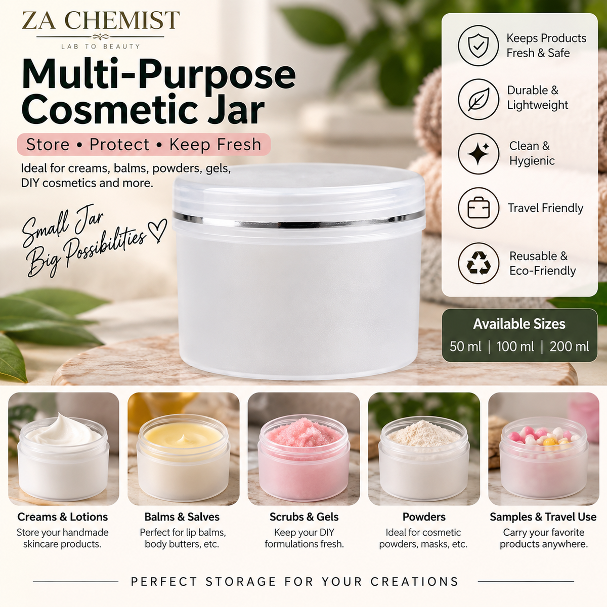 ZA Chemist Cosmetic Cream Jar Transparent