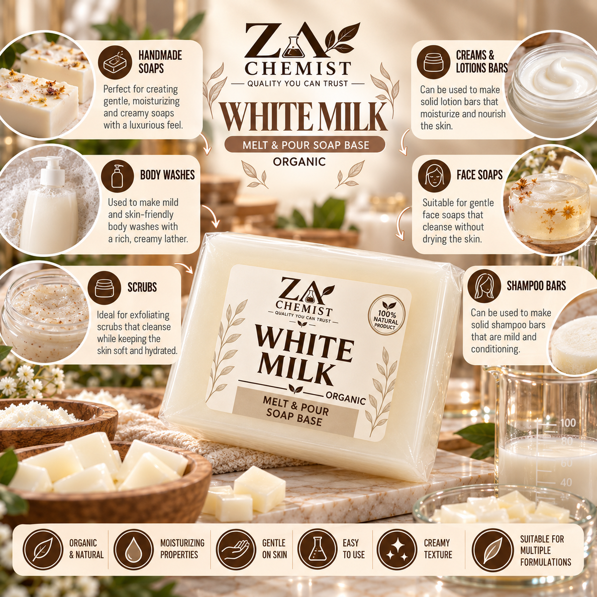 Goat Milk Organic Melt & Pour Soap Base | ZA Chemist