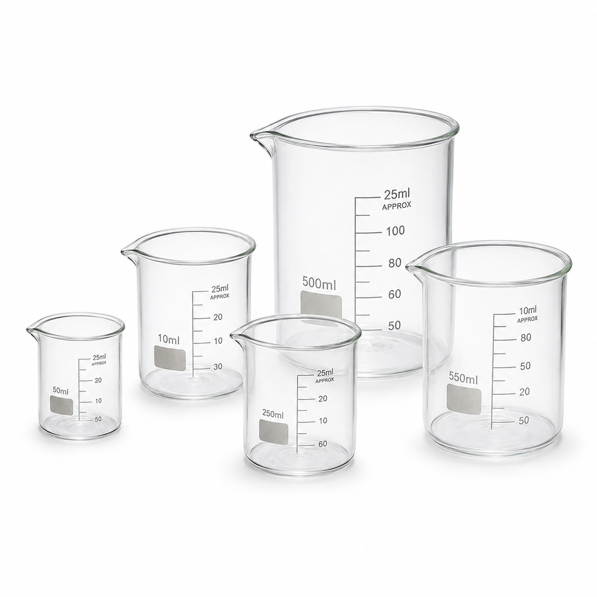 ZA CHEMIST Glass Beaker Set – Laboratory & Cosmetic Formulation