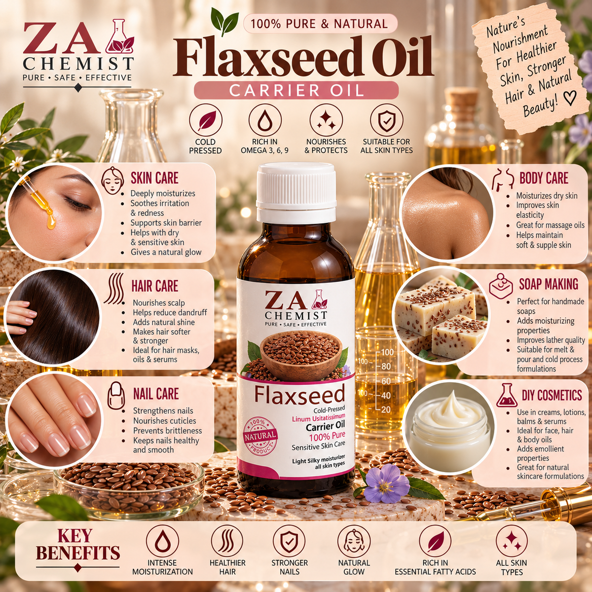 ZA CHEMIST Flaxseed Carrier Oil
