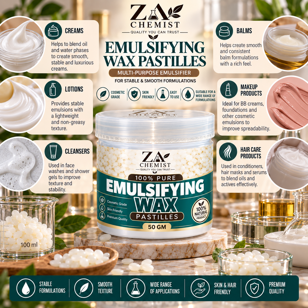 Emulsifying Wax – Cosmetic Grade | ZA Chemist
