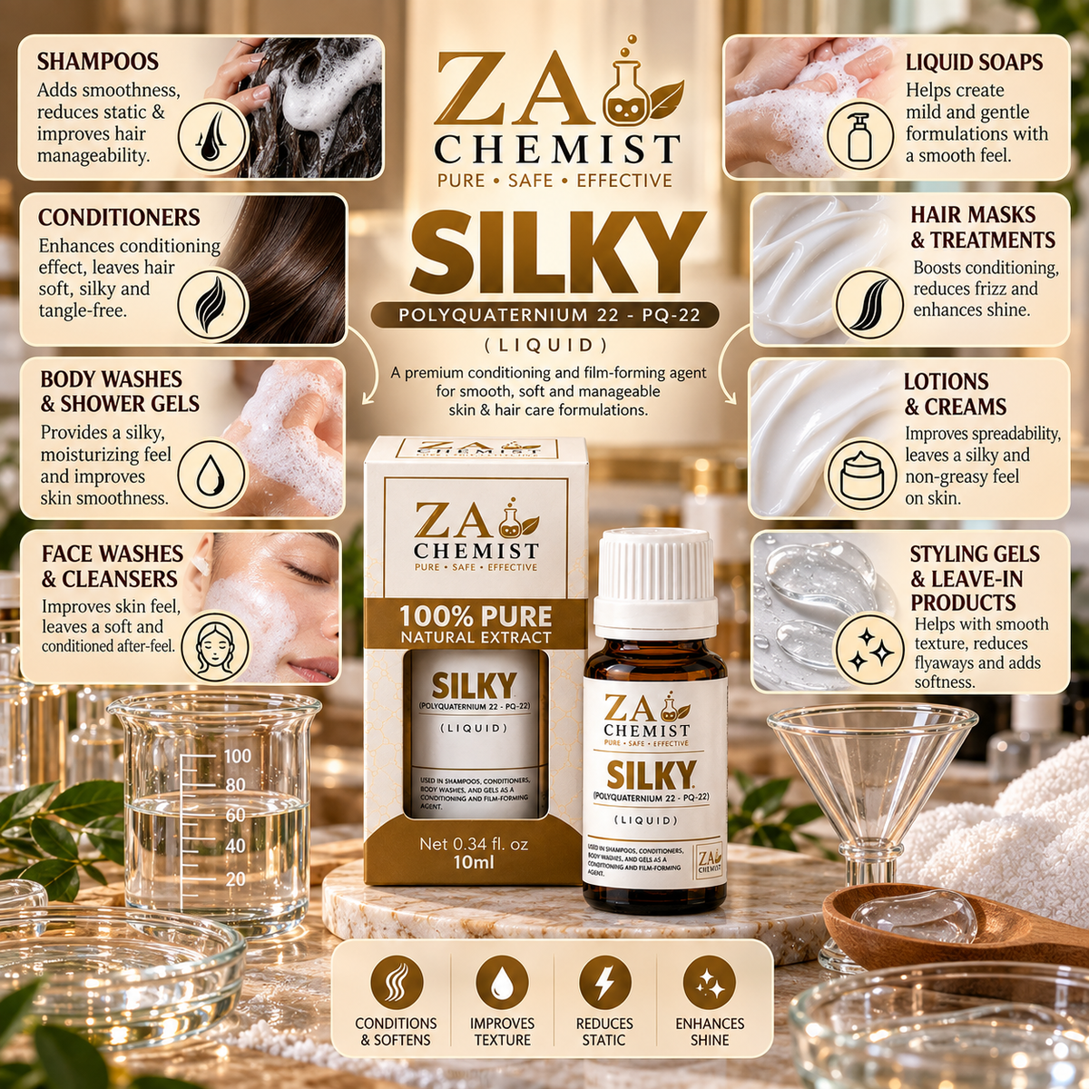 ZA Chemist Silky – Polyquaternium-22 (PQ-22) Liquid