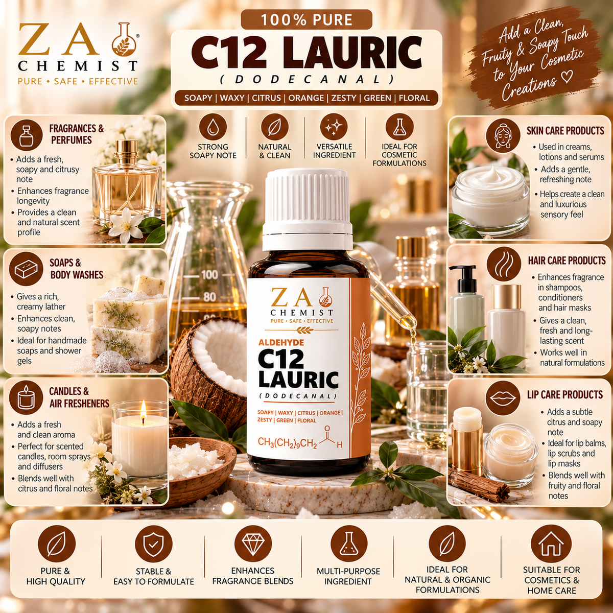 ZA CHEMIST Aldehyde C12 Lauric (Dodecanal)