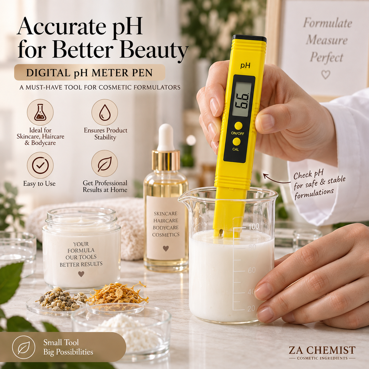 ZA Chemist Digital pH Meter Pen – pH Tester for Cosmetic Formulation