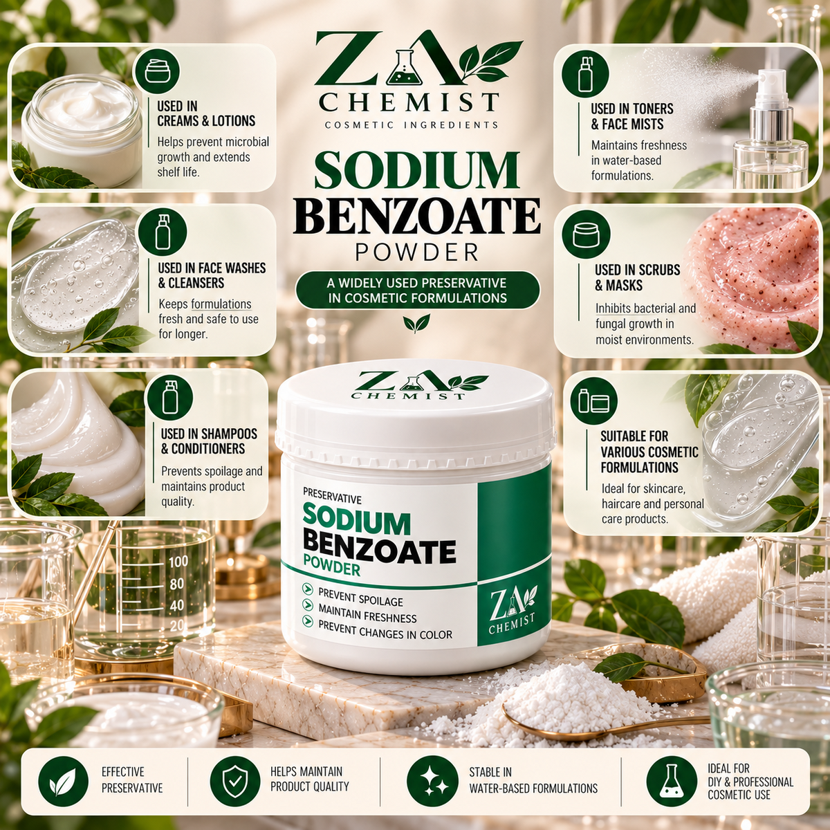 Sodium Benzoate – Cosmetic Grade | ZA Chemist