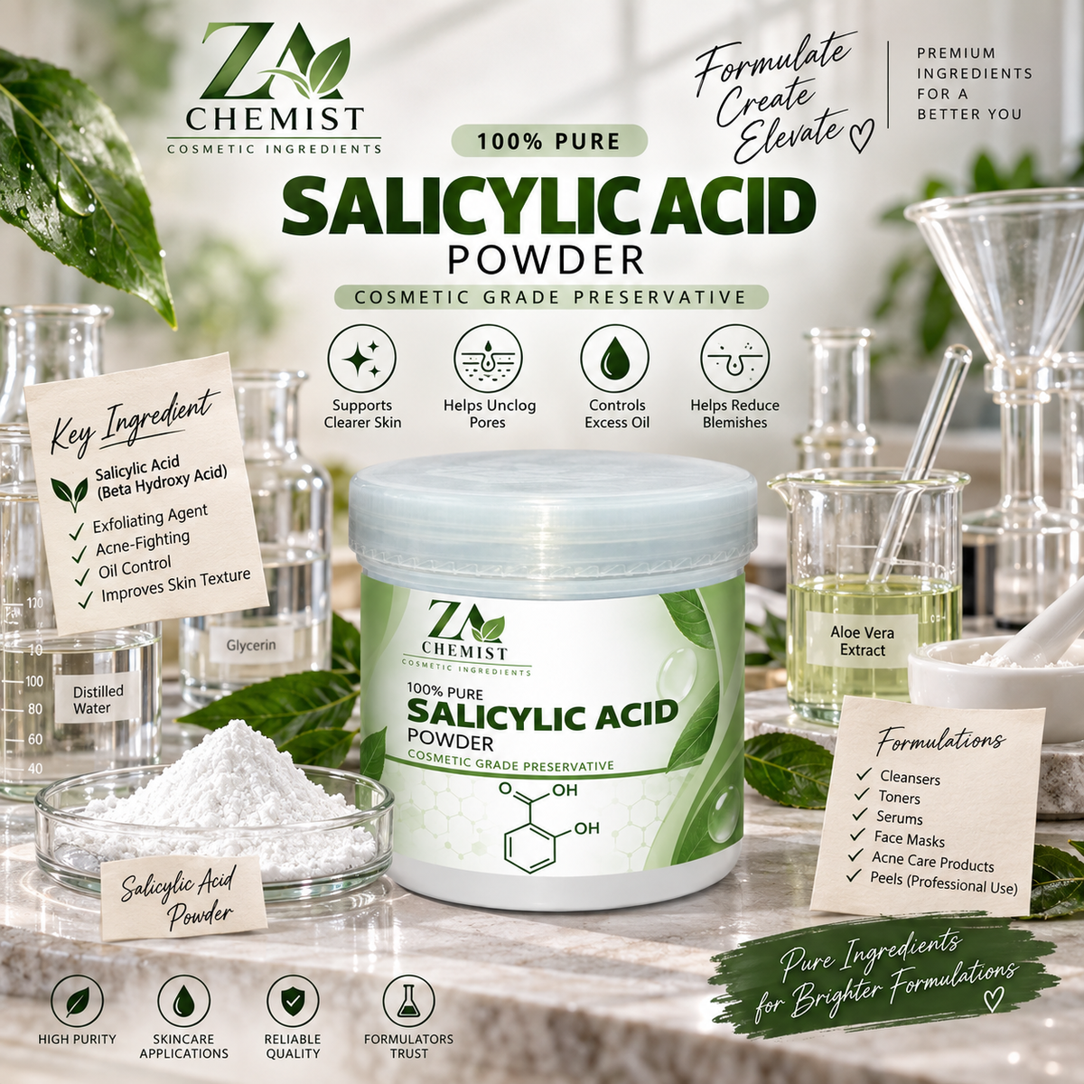 Salicylic Acid Powder – Cosmetic Grade | ZA Chemist
