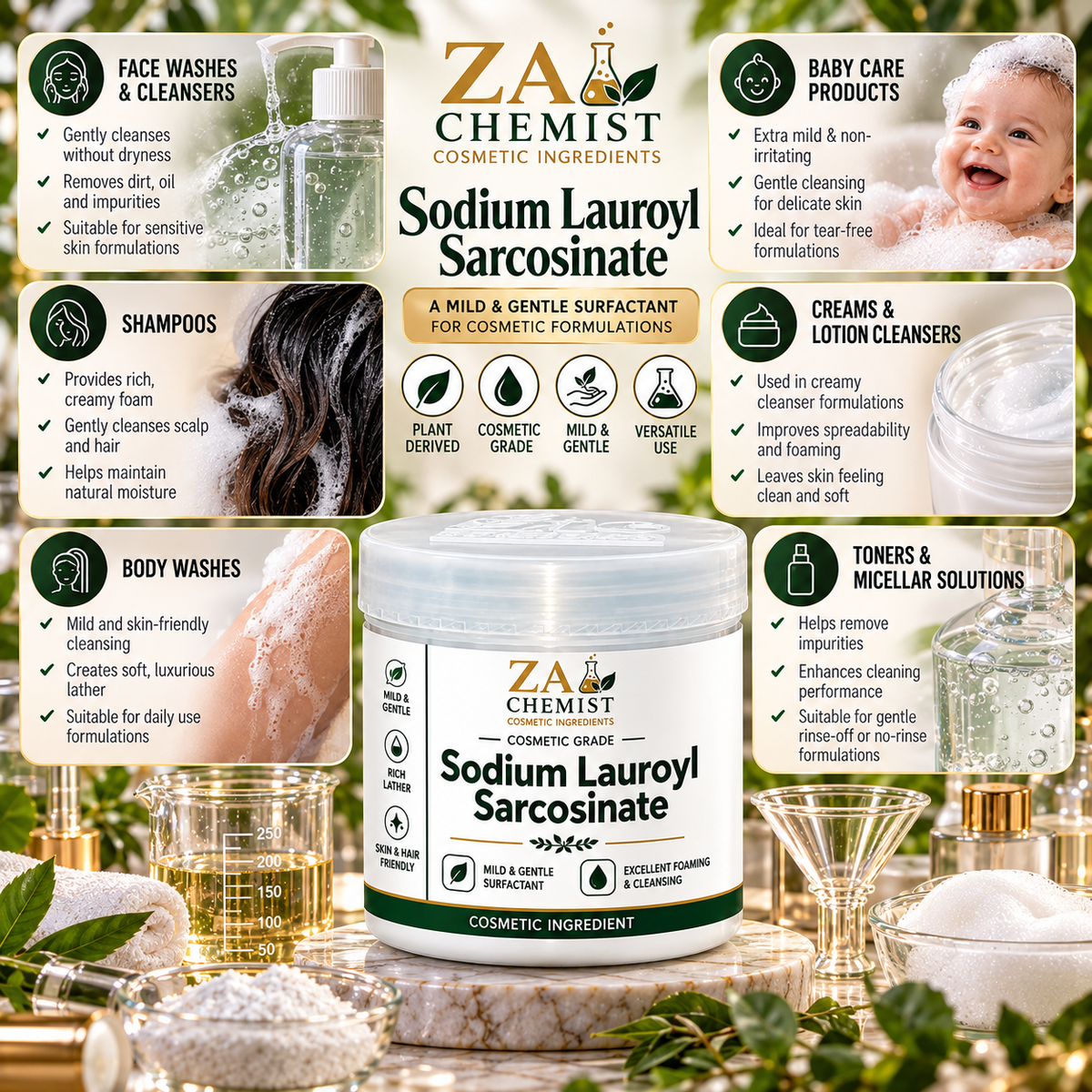ZA Chemist Sodium Lauroyl Sarcosinate – Cosmetic Grade